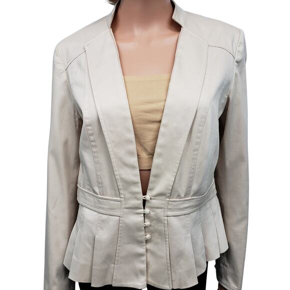 Reiss Poppy Blazer Jacket Size M/L Peplum Pleated Fitted Inverted Notch Collar - Picture 5 of 16